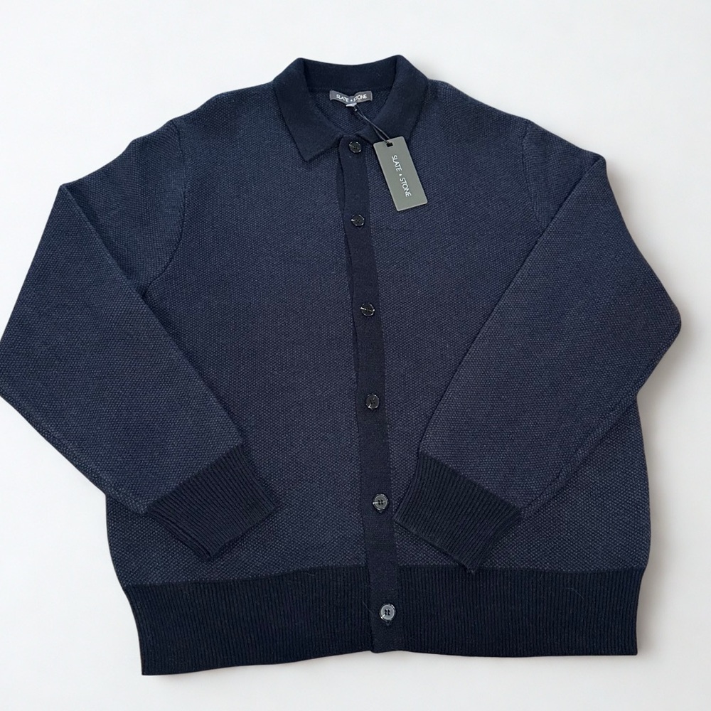 Slate & Stone Navy Knit Button Cardigan XL Grandpacore Academia Minimalist NWT